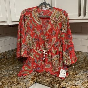 Zara Brand New With Tags Size Large Floral Paisley Print Top